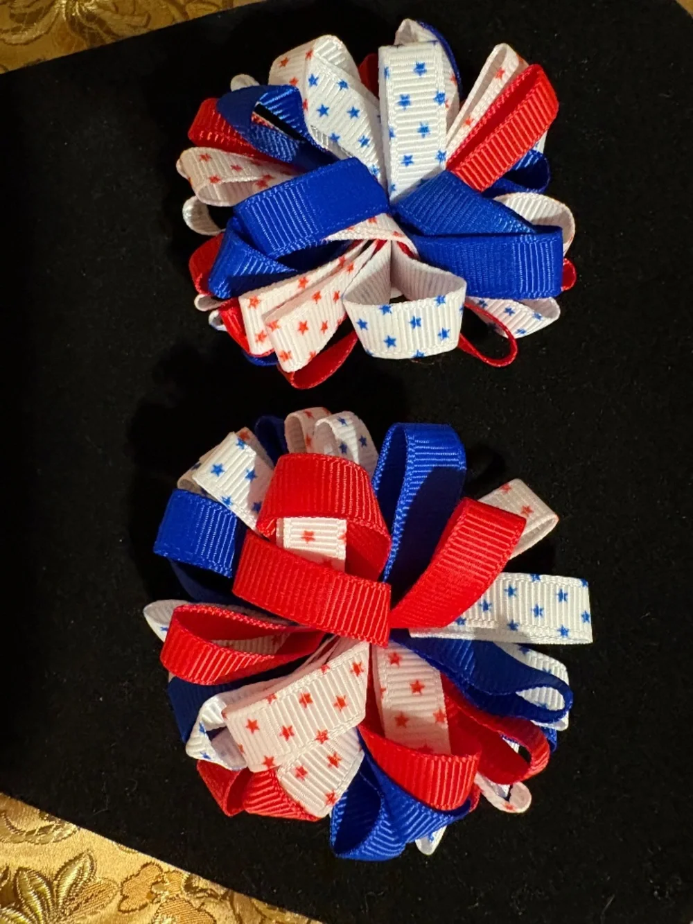 🇺🇸 Patriotic Red White Blue Hair Bow Set July 4th Hair Clips